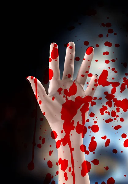 血にまみれたシリアル キラーの手 — ストック写真