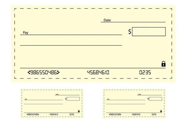 Una Plantilla Cheque Cheque Bancario Blanco — Foto de Stock