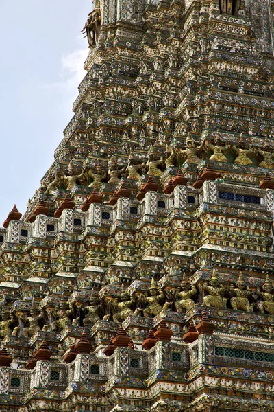 Asien Bangkok Tempel Thailand Abstrakte Kreuzfarben Dach Wat Und Farben — Stockfoto