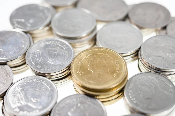 Money Coins Thai Bath Sort White Background — Stock Photo, Image