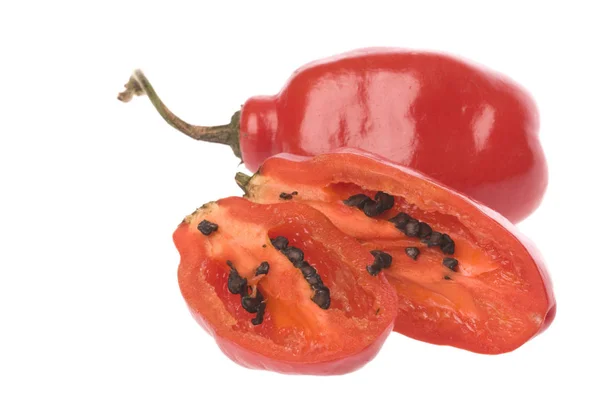 Isolated Macro Image Red Mexican Chillies — Stock Photo, Image