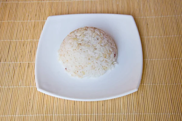 Arroz Jasmim Prato Branco Para Comer — Fotografia de Stock