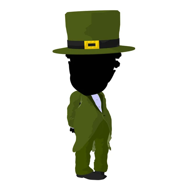 Pouco Africano Americano Leprechaun Menina Fundo Branco — Fotografia de Stock