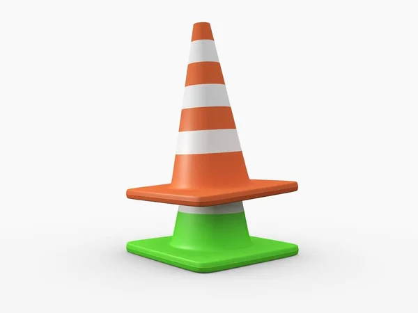 Green Traffic Cone Standing Out Crowd High Resolution Image White — Stock Photo, Image