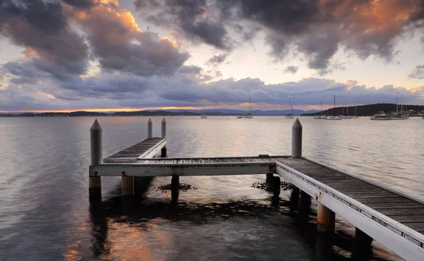 Jetty Madeira Pôr Sol — Fotografia de Stock