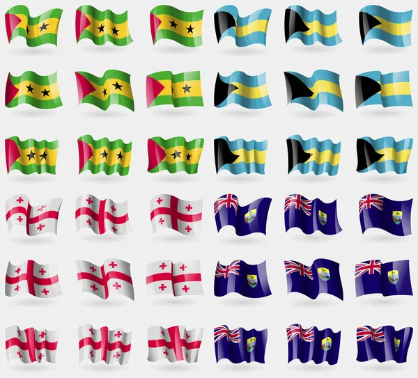 Sao Tome Principe Bahama Szigetek Grúzia Szent Ilona Halmaza Zászlók — Stock Fotó