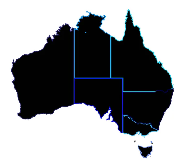 Mapa Silhueta Dos Estados Australianos Sobre Fundo Branco — Fotografia de Stock