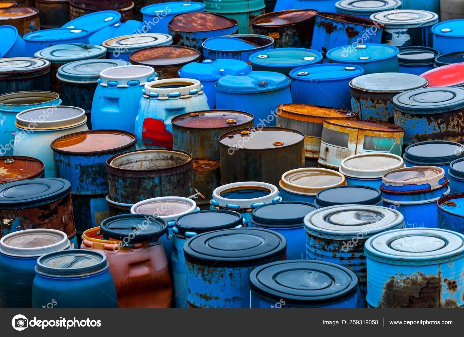 Several Barrels Toxic Waste Dump Stock Photo by ©YAYImages 258875636