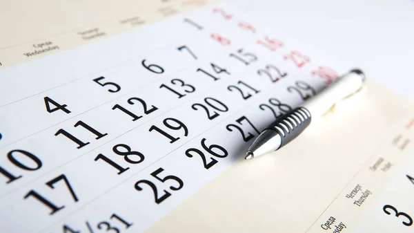 Календарні Дні Цифрами Ручкою Крупним Планом — стокове фото