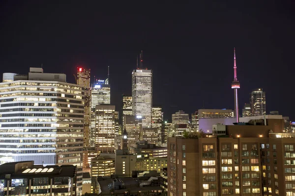 Toronto Skyline Från Taket Gerrard Street Ontario Nattbild — Stockfoto