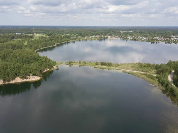 Сауриесское Озеро Вид Беспилотника Латвия — стоковое фото
