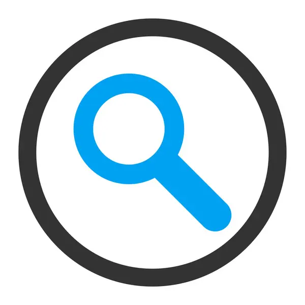 搜索光栅图标 这个圆形的平面符号是用蓝色和灰色颜色白色背景上绘制 — 图库照片