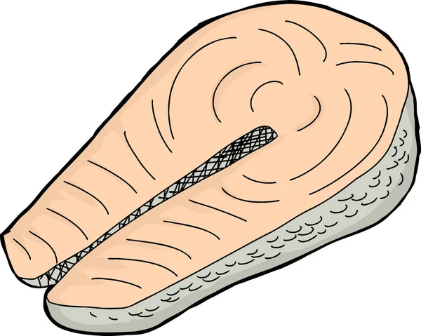 Ізольовані Рука Намальовані Рожевий Лосось Стейк Шматок — стокове фото