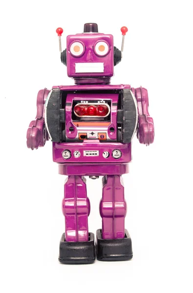 Velká Metalická Hračka Robota Stojící — Stock fotografie