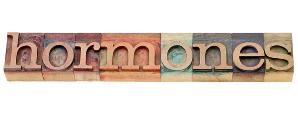 Hormone Gesundheitskonzept Isoliertes Wort Alten Buchdruckblöcken Aus Holz Farbig Gefärbt — Stockfoto