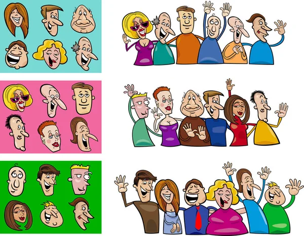 Desenho Animado Ilustração Pessoas Felizes Grande Conjunto — Fotografia de Stock