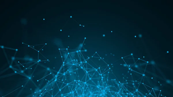 抽象接続点 技術的背景 デジタル図面青のテーマ ネットワークコンセプト3Dレンダリング — ストック写真