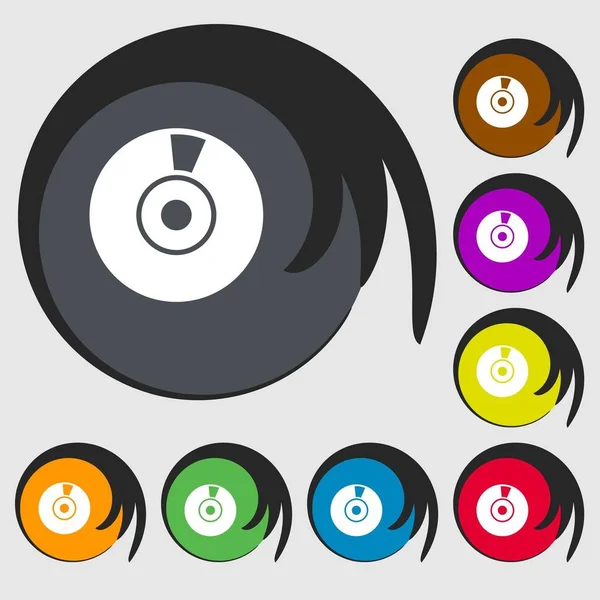 Veya Dvd Simgesi Işareti Sekiz Renkli Düğmedeki Semboller Illüstrasyon — Stok fotoğraf
