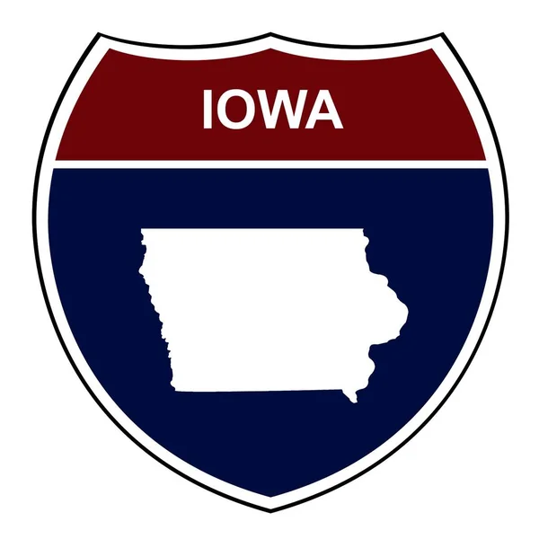 Iowa Bouclier Routier Américain Inter États Isolé Sur Fond Blanc — Photo