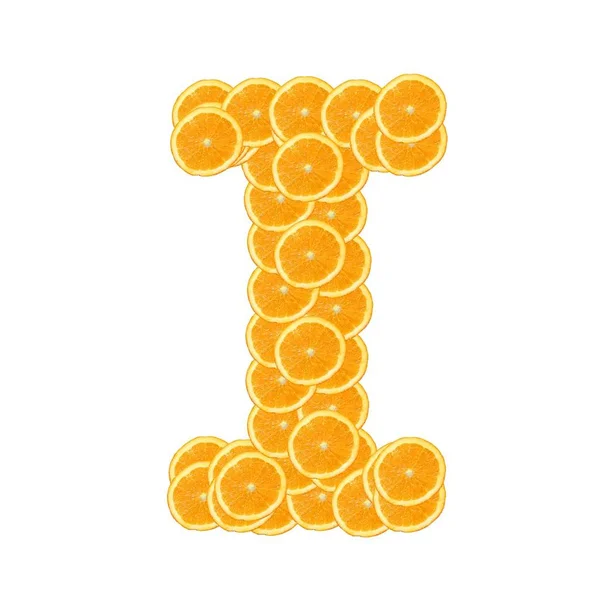 Healthy Orange Fruit Alphabet Font Isolated White Background — Stock Photo, Image