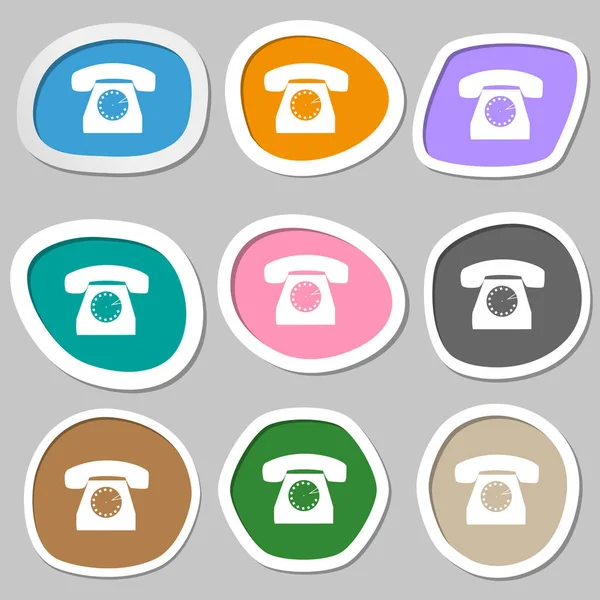Retro Symbol Ikony Telefonu Wielokolorowe Naklejki Papierowe Ilustracji — Zdjęcie stockowe