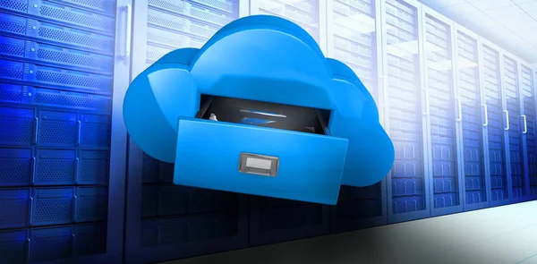 Cloud Computing Schublade Gegen Serverraum — Stockfoto