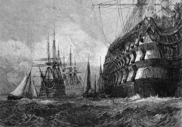 Big Warship Engraving 1865 Drawing Turner Published Illustrated London News — Stock Photo, Image