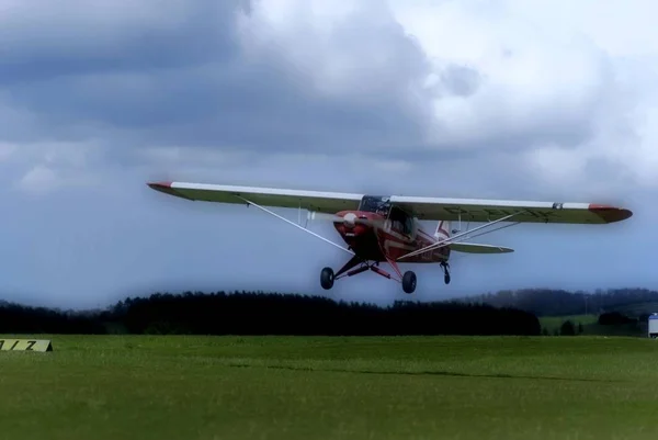 General Aviation Sporting Airplane Eisberg Airfield Swabian Alb Baden Wuerttemberg — Fotografia de Stock