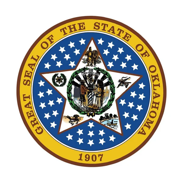 Selo Estado Americano Oaklahoma Isolado Fundo Branco — Fotografia de Stock