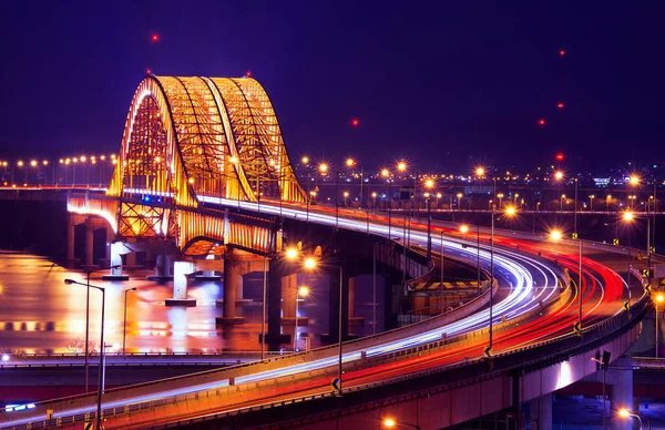 Puente Banghwa Por Noche Corea — Foto de Stock