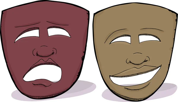 Theatrical Dramatic Masks African Facial Features — Stock Photo, Image