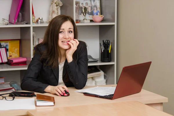 Cute Business Woman Office Computer — Stock Photo, Image