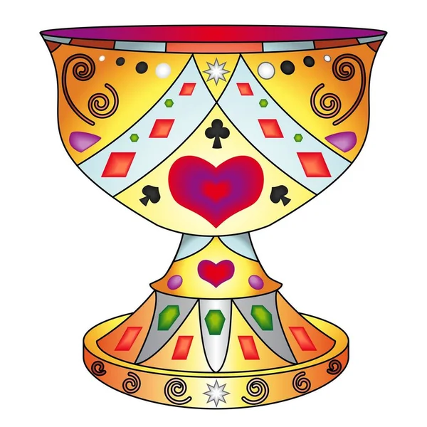 传说中碗圣杯 用图案和珍贵的宝石装饰 — 图库照片