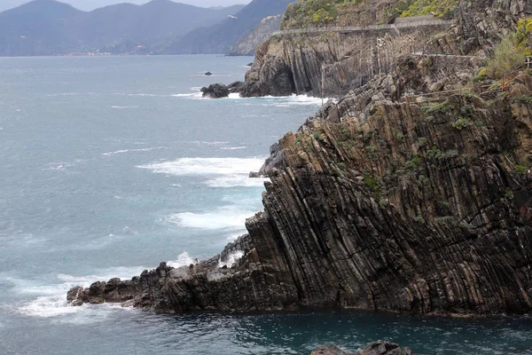 Acantilados Largo Del Mar Mediterráneo Cinque Terre Italia — Foto de Stock