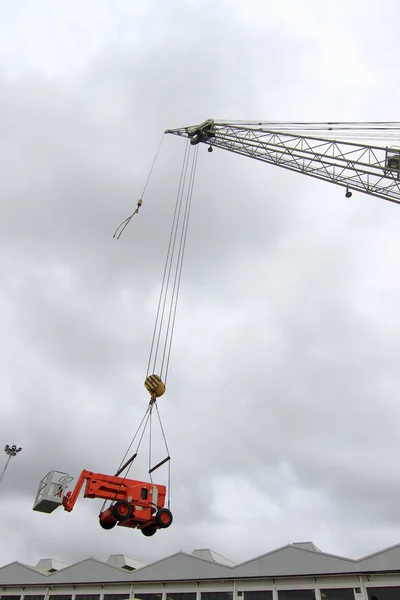 Construction Helicopter Crane Sky — Stock Photo, Image