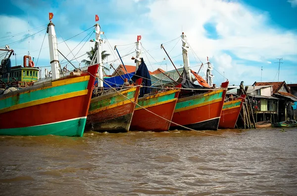 Bateaux Pêche Dans Port Delta Mékong — Photo