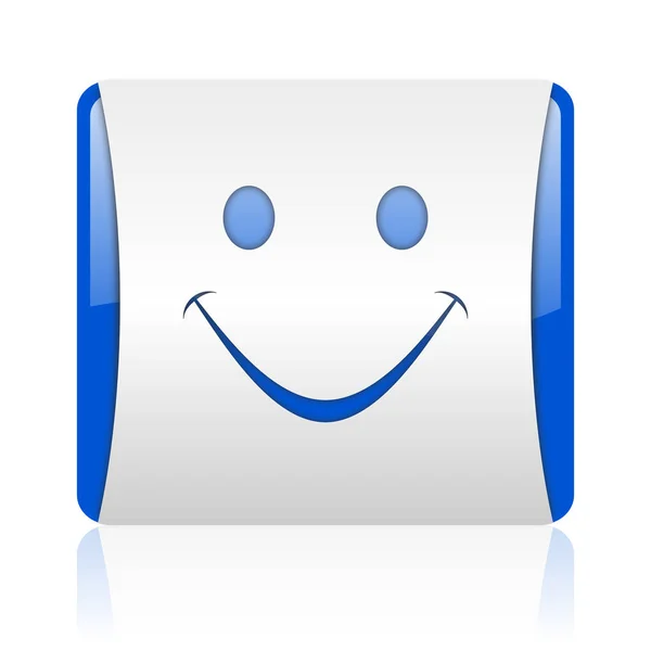 Smile Blue Square Web Glossy Icon — Stock Photo, Image