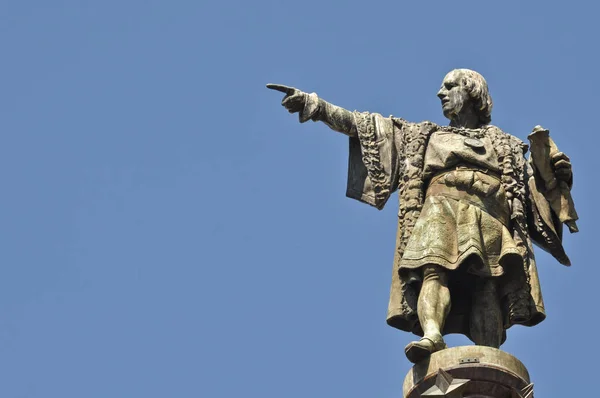 Christoffel Columbus Dag Standbeeld Wijzend Met Ruimte — Stockfoto