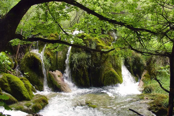 Kleine Waterval Plitvicemeren Kroatië — Stockfoto
