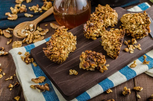 Granola Horno Con Nueces Miel Snack Dulce Delicioso Doméstico —  Fotos de Stock