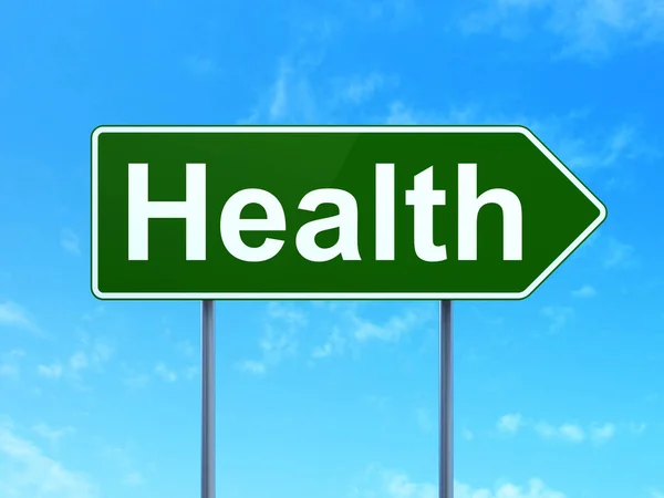 Gesundheitskonzept Gesundheit Auf Grünem Straßenschild Blauer Himmel Rendering — Stockfoto