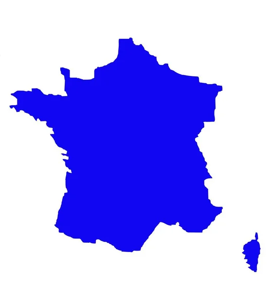 Carte Schématique Pays France Bleu Isolé Sur Fond Blanc — Photo