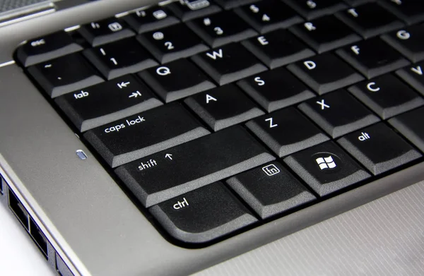 Ezüst Laptop Fekete Billentyűzet Vértes — Stock Fotó