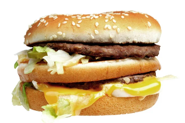 Крупним Планом Смачний Чізбургер Білому — стокове фото