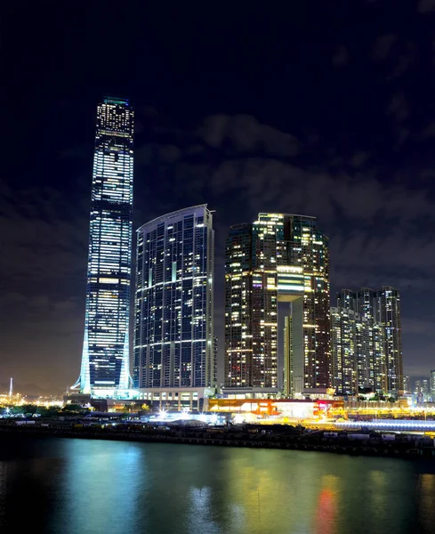 Vista Panorâmica Bela Paisagem Urbana Kowloon Noite — Fotografia de Stock