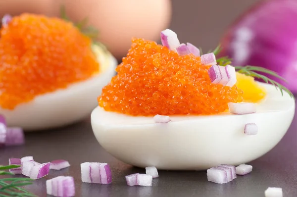 Vedere Aproape Caviarului Roșu Delicios Ouă — Fotografie, imagine de stoc