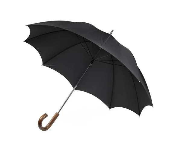 Black Vintage Umbrella Isolated White Some Natural Shadows — Stock Photo, Image