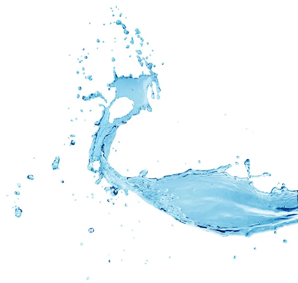 Spruzzi Acqua Blu Isolati Sfondo Bianco — Foto Stock