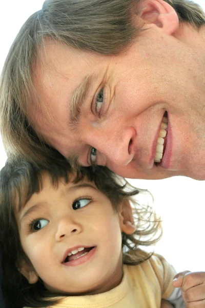 Amoroso Pai Cara Cara Com Seu Filho Criança — Fotografia de Stock