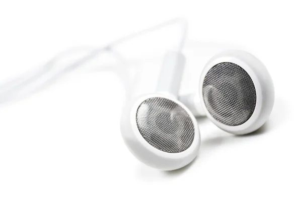 Λευκά Ακουστικά Λευκό Φόντο Χώρο Για Κείμενο — Φωτογραφία Αρχείου